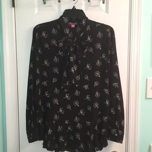 Vince Camuto romantic ribbon tie neck blouse